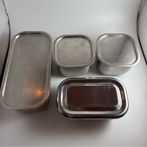 Vintage Vollrath stainless steel refrigerator container boxes with lids set of 4